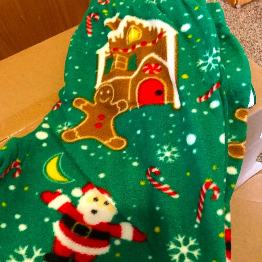 New kids 10-12 Winter Christmas holiday fleece sleep lounge sweats pajama pants
